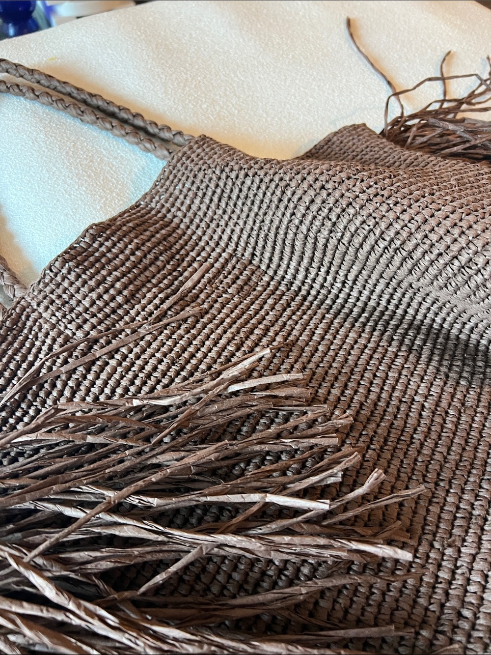 RARE H&M Brown Woven Fringe Tote Bag - Picture 10 of 12